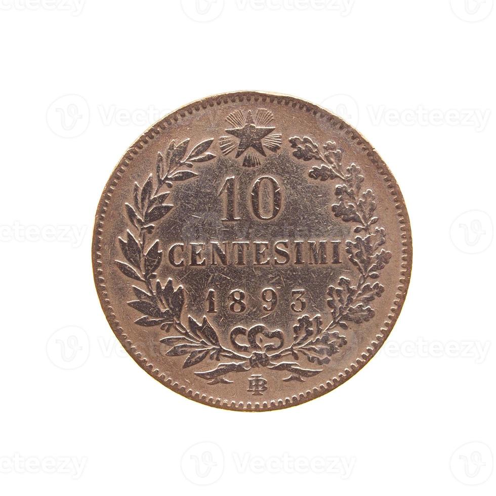 gammalt italienskt mynt isolerat foto
