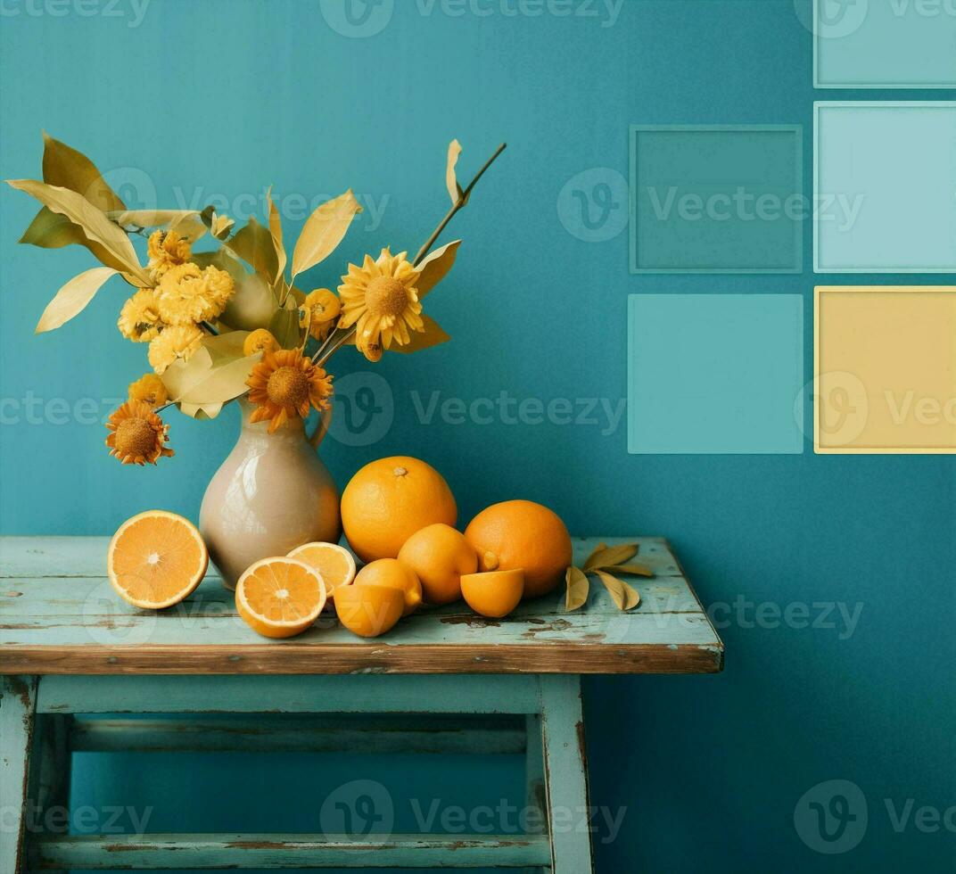 organisk tabell gul gott ljuv orange Färg tropisk mat frukt frukost bakgrund citrus- natur foto