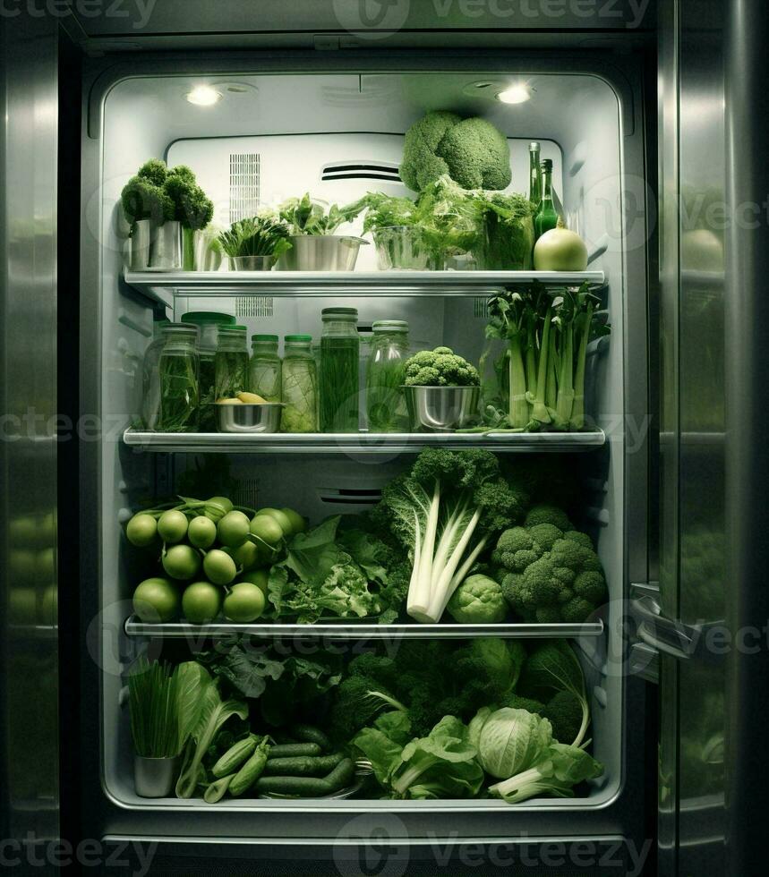 dryck kök mat färsk friska kylskåp kylskåp ingrediens grön diet röd broccoli vegetarian foto