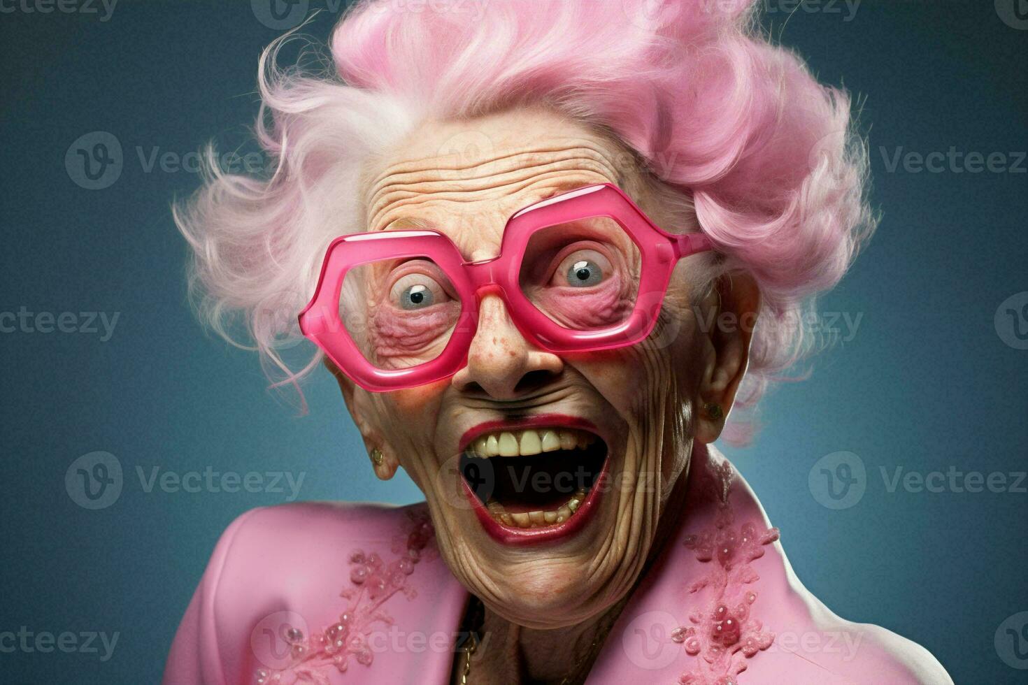 kvinna Häftigt solglasögon gammal lycka rosa senior vuxen bakgrund mormor fest gest Lycklig porträtt foto
