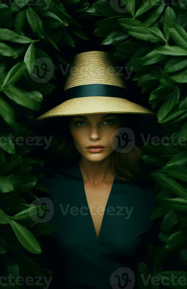 kvinna sommar vit person grön kvinna röd trädgård mode utomhus stil hatt tropisk porträtt foto