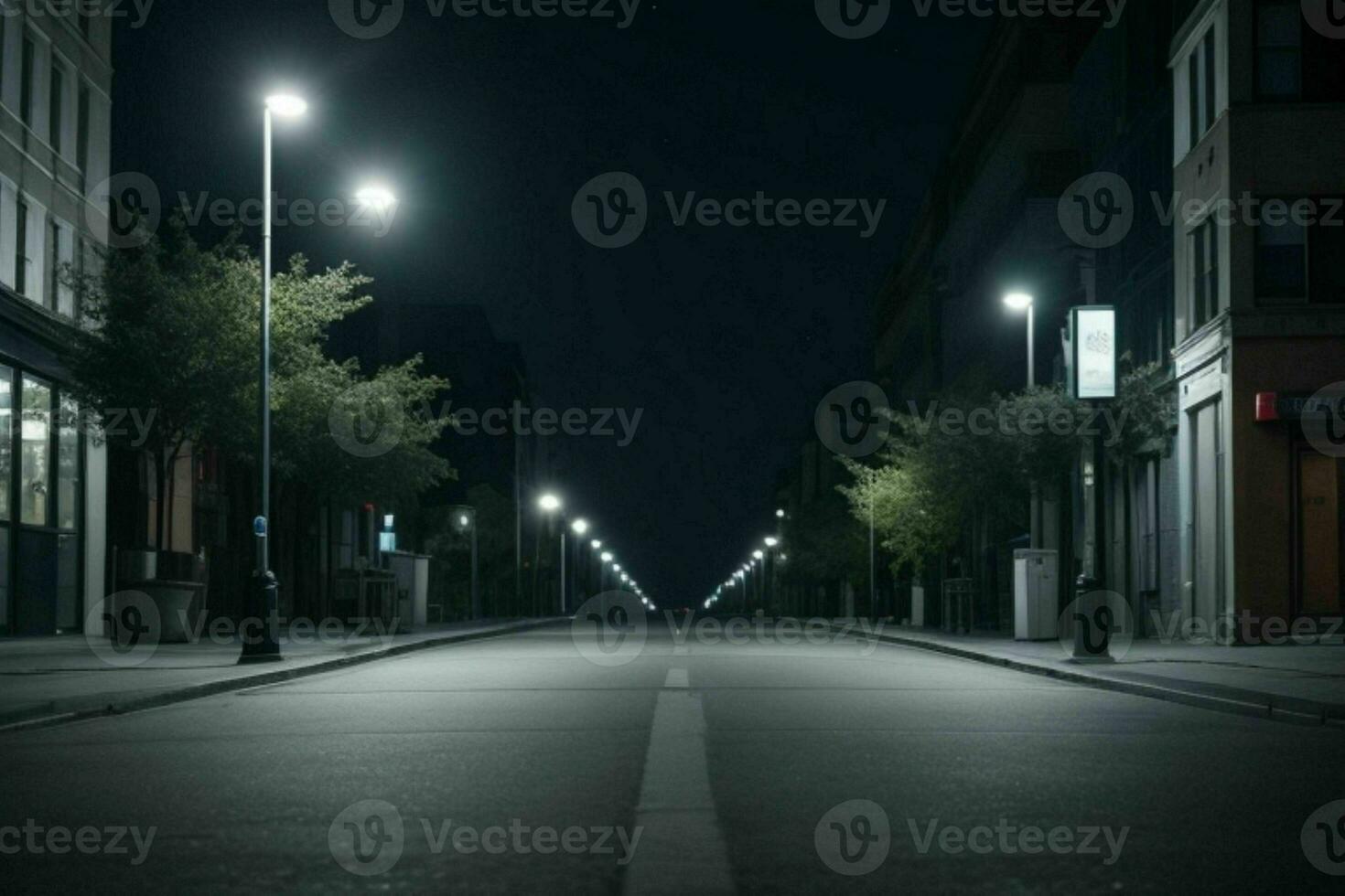 tömma Plats på de gata på de natt. bakgrund. ai generativ proffs Foto