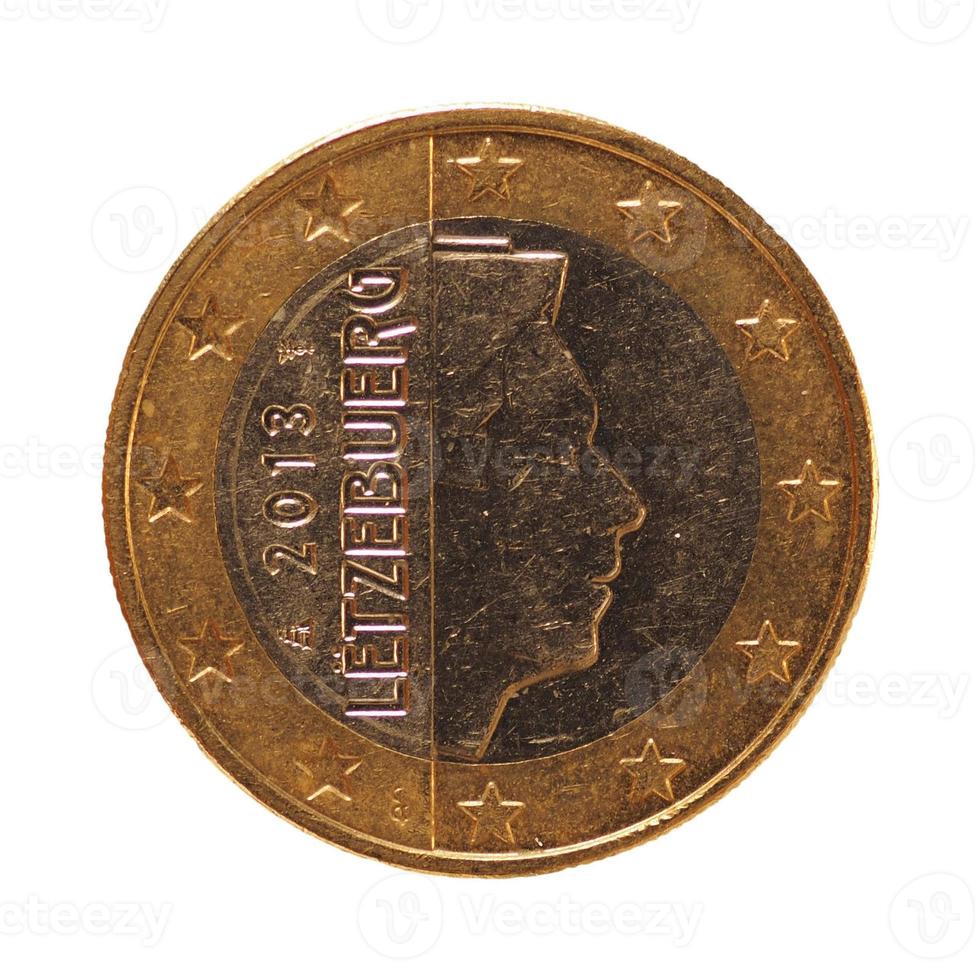 1 euromynt, Europeiska unionen, Luxemburg isolerat över vitt foto