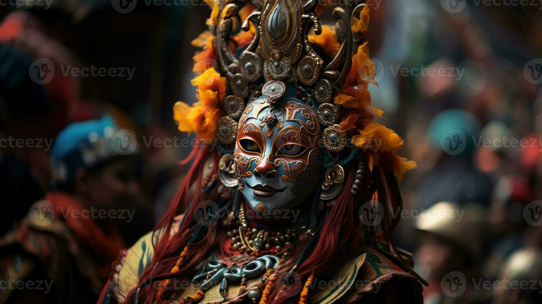 skrämmande ansikten masker av de ondska på karneval av öken- festival i Indien. foto