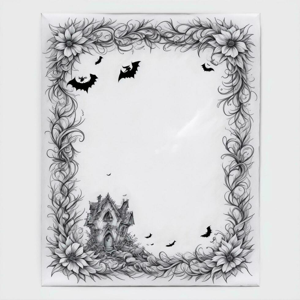 halloween gräns ram, halloween tema illustration png bild transparent bakgrund ai generativ foto