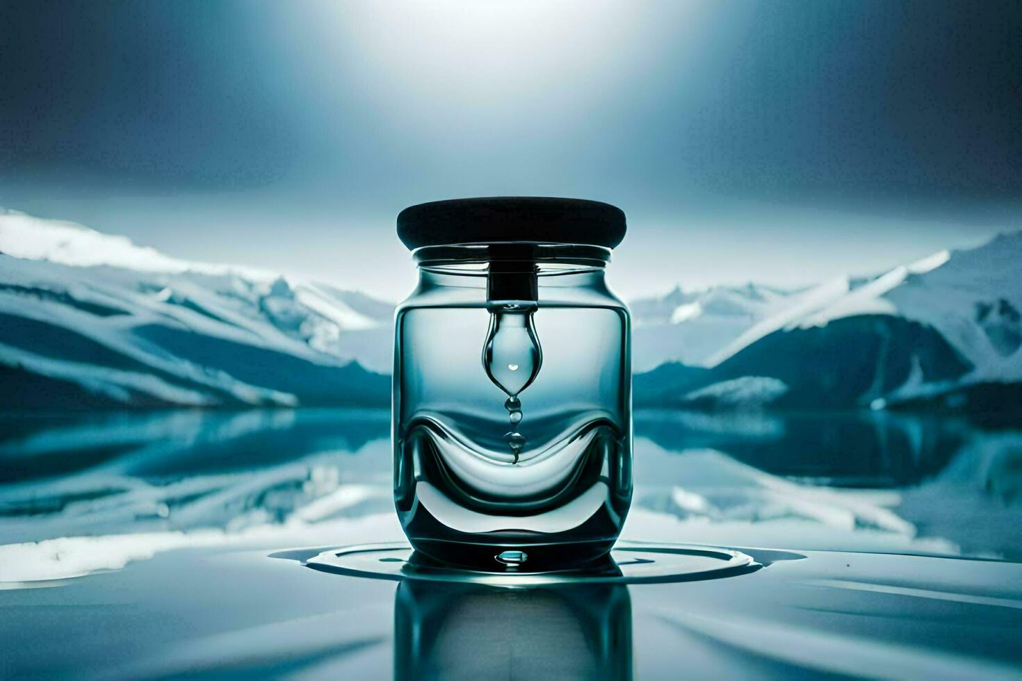 en flaska med vatten i den Sammanträde på de vatten. ai-genererad foto