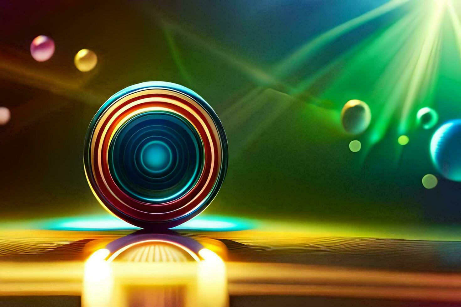 en färgrik spinning hjul med en ljus ljus. ai-genererad foto