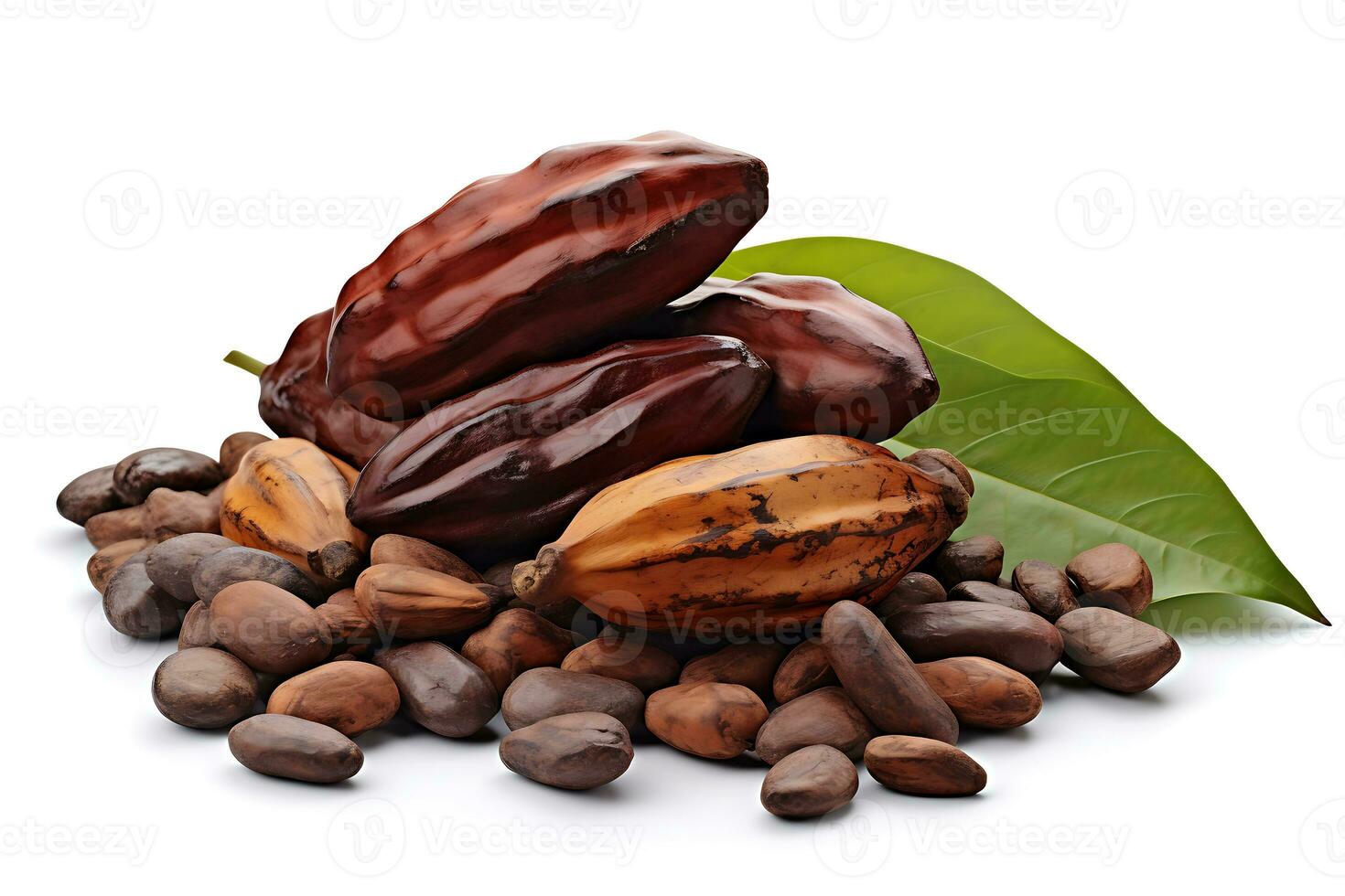 kakao isolerat på vit bakgrund ai genererad foto