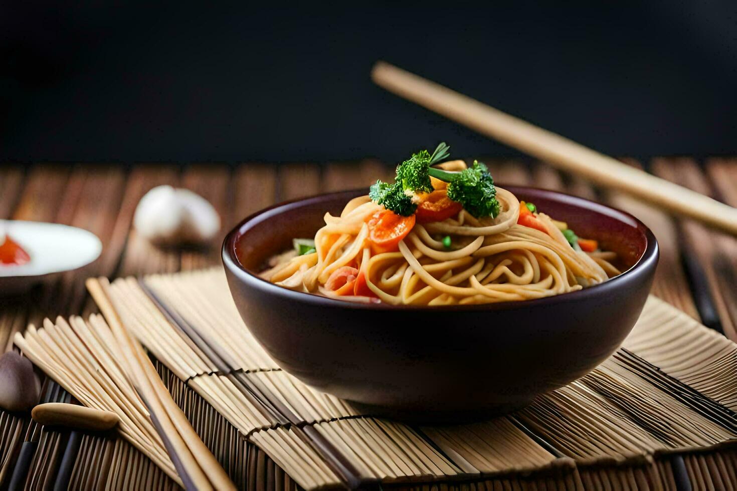 kinesisk mat är en populär val för människor vem är ser för en friska och gott måltid. ai-genererad foto