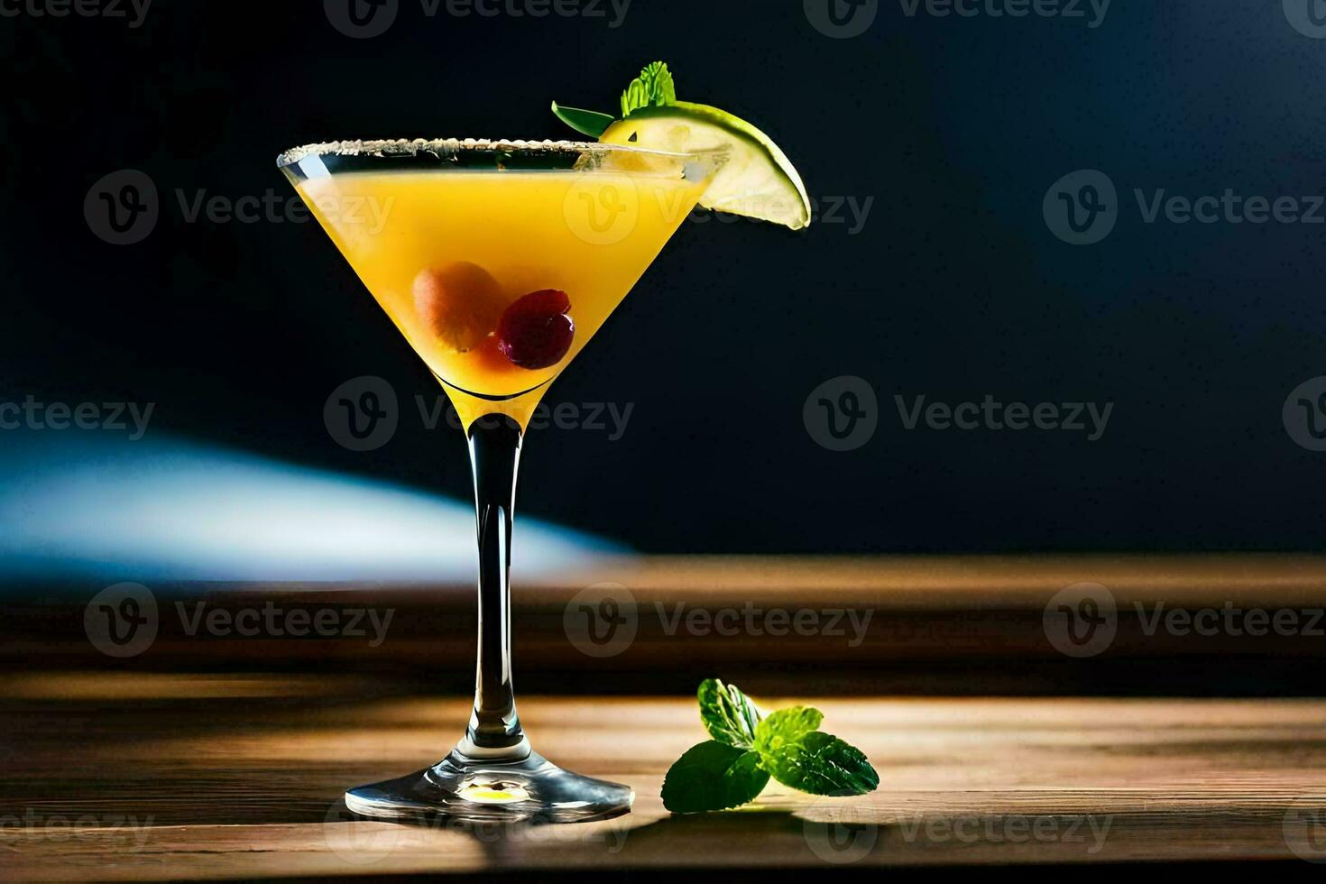 cocktail på en trä- tabell. ai-genererad foto