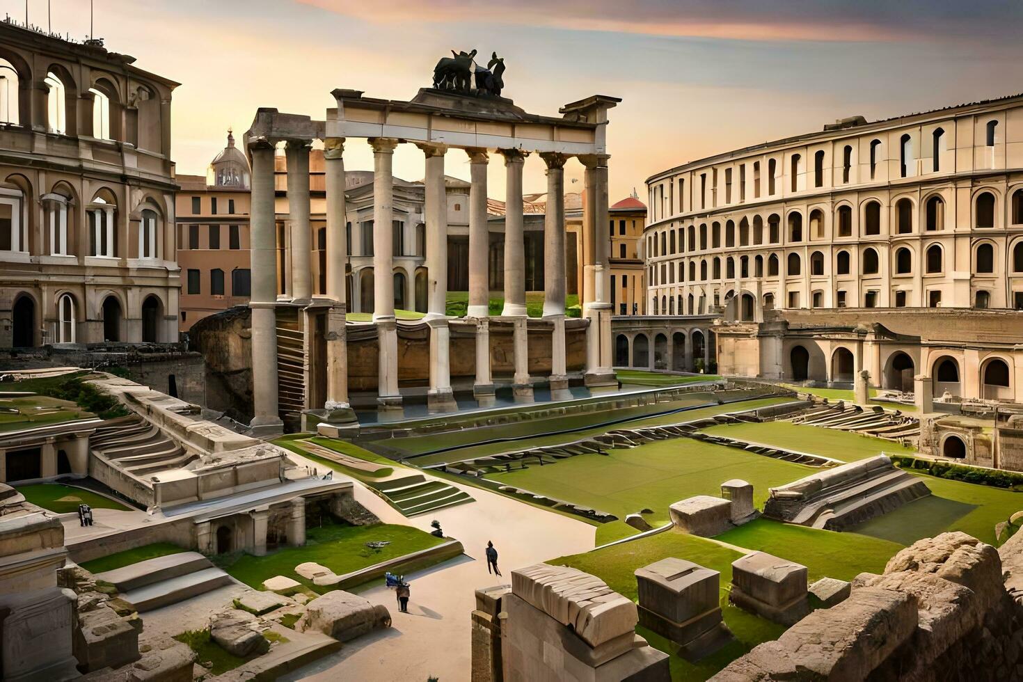 de roman forum i rom, Italien. ai-genererad foto