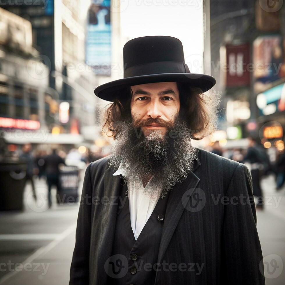 en hasidisk jude i amsterdam generativ ai foto