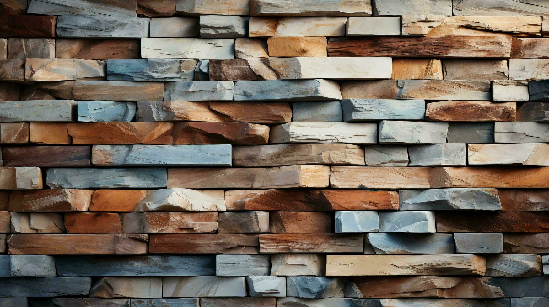 ai-genererad vägg textur av skarp sten tegelstenar plattor bakgrund foto