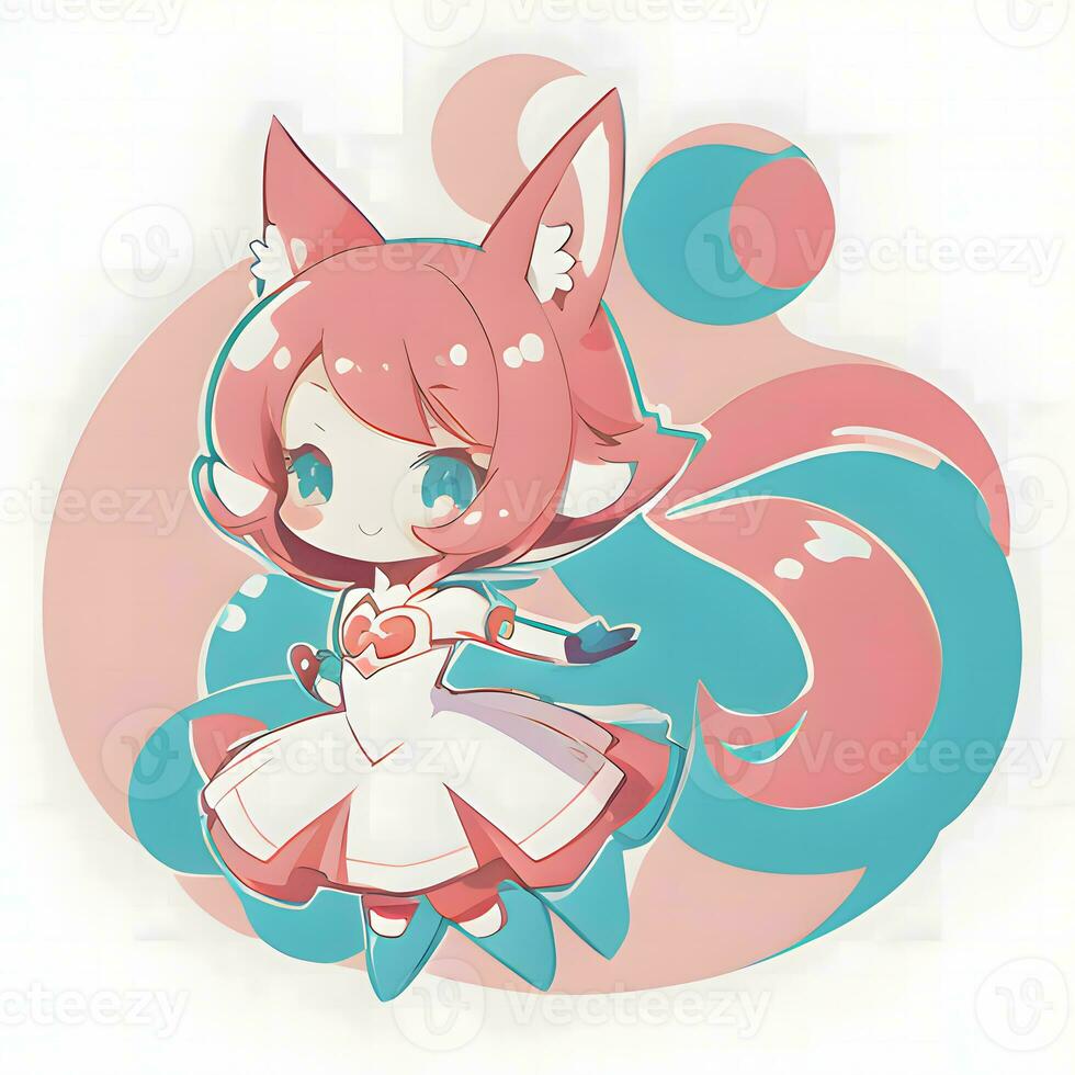 magisk flicka klistermärke cosplay anime stil chibi illustration foto
