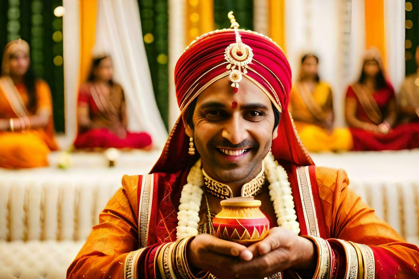 indisk bröllop fotograf i delhi. ai-genererad foto