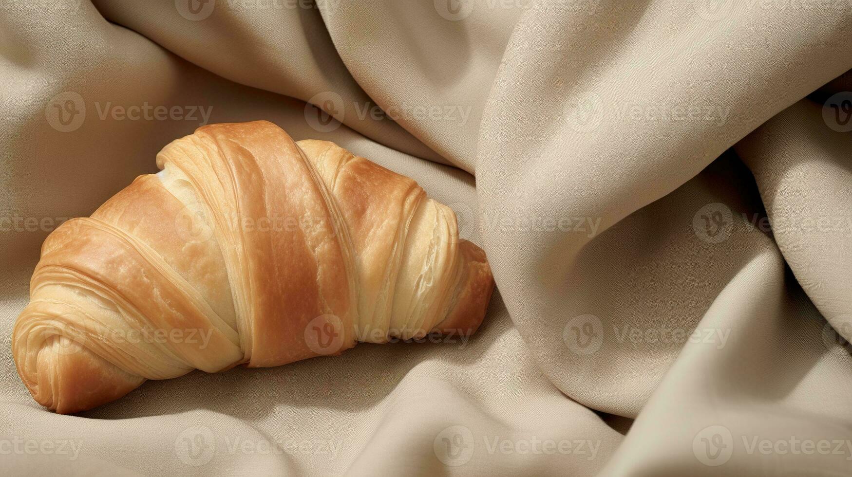 generativ ai, färsk croissant på Hem interiör, estetisk dämpad färger, franska bageri foto