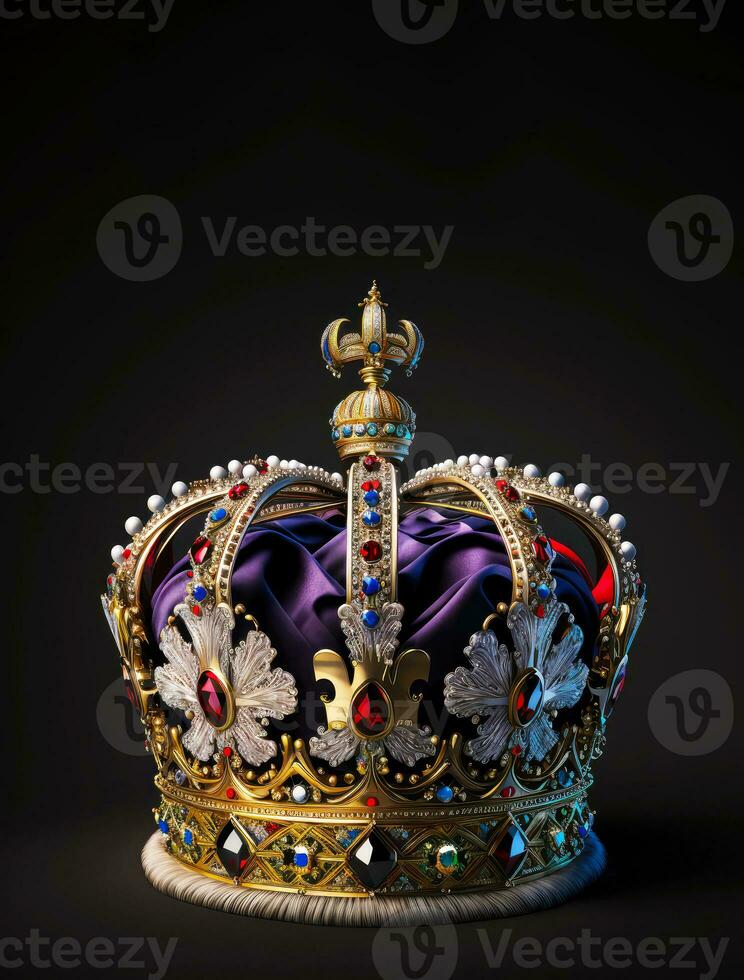 majestätisk kung eller drottning kunglig krona. generativ ai foto