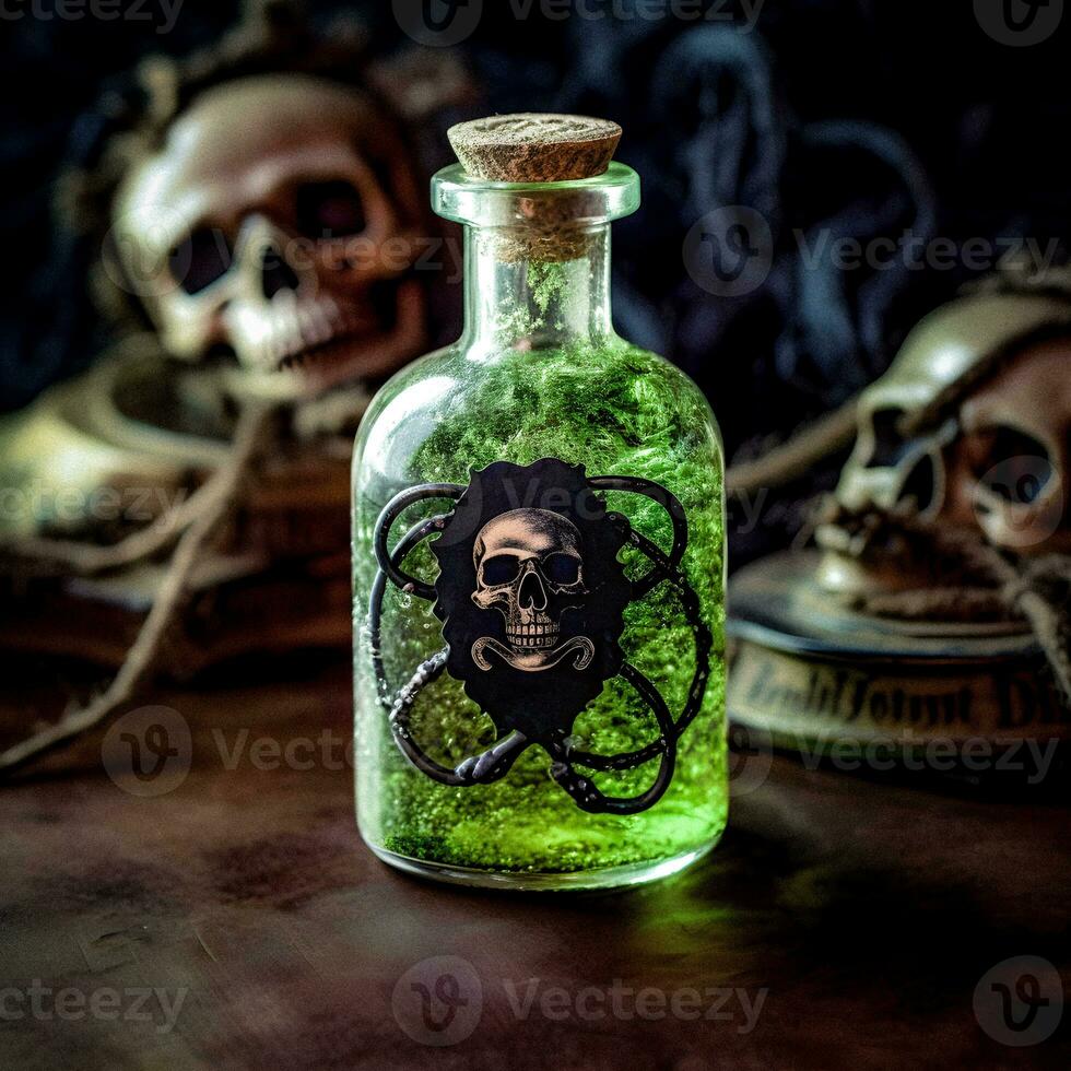 ai genererad grön förgifta flaska foto