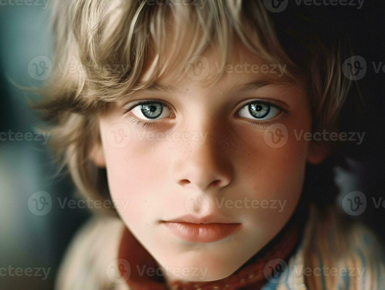 konstnärlig porträtt av en fantastisk ung pojke genererad ai bild foto