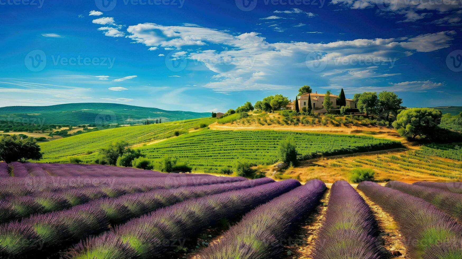 natur provence vingårdar Frankrike ai genererad foto