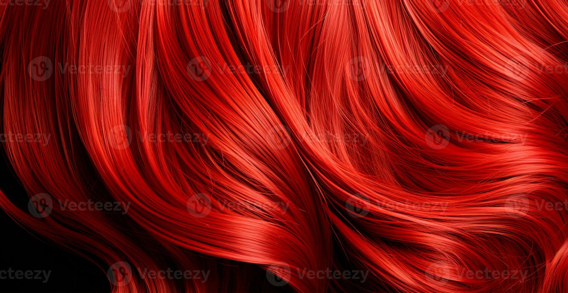 röd hår närbild som en bakgrund. kvinnors lång naturlig mörk hår. vågig skinande lockar - ai genererad bild foto