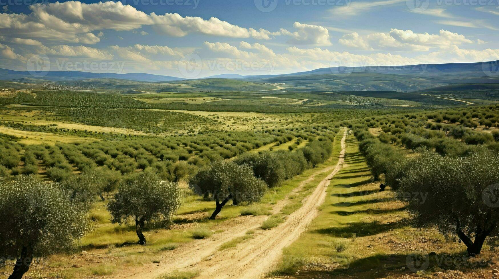 bakgrund turkiska oliv lundar ai genererad foto