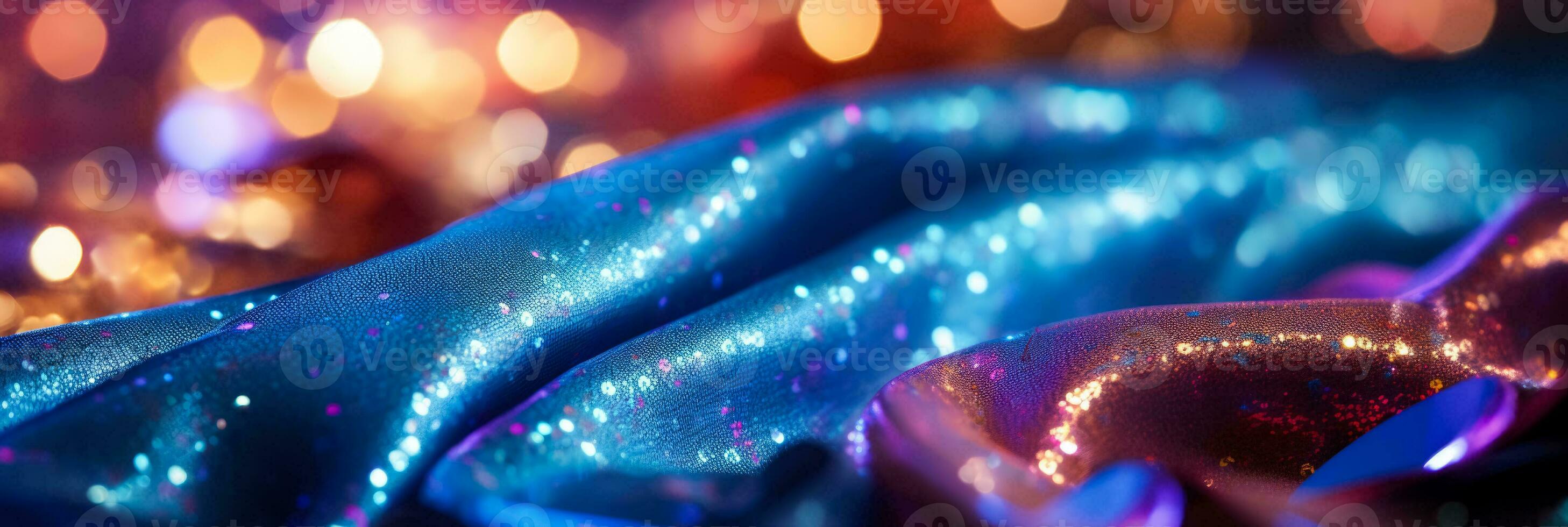glittrande paljetter på tyg strålande lysande nyanser under fokuserade ljus stänga upp foto