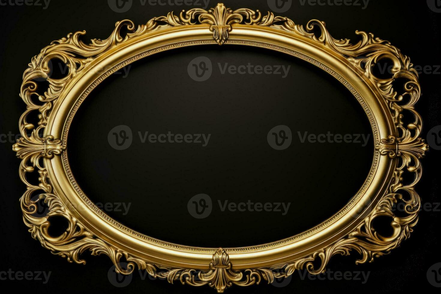 elegant guld spegel ram isolerat på vit bakgrund antik oval form foto