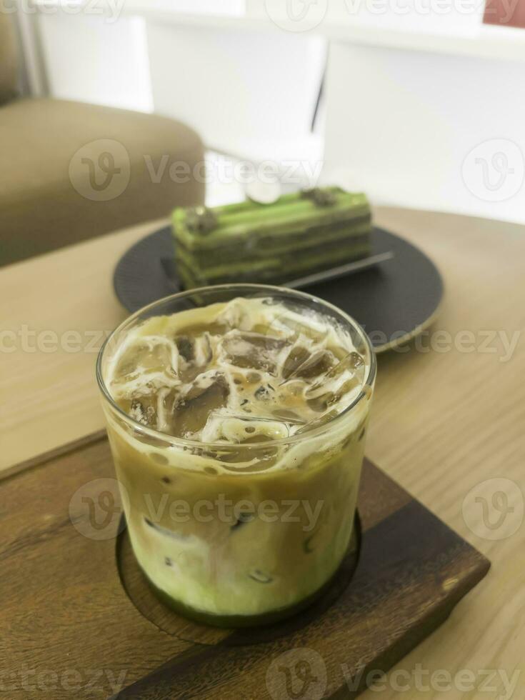 matcha grön te latte espresso foto