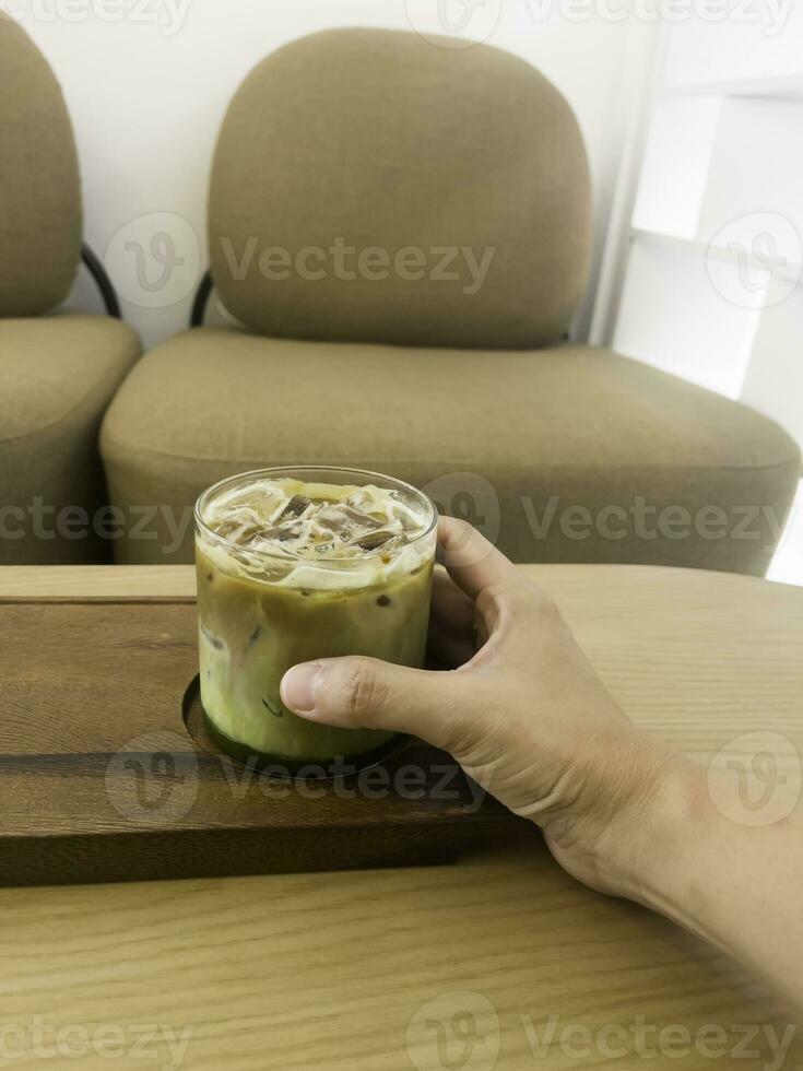 matcha grön te latte espresso foto