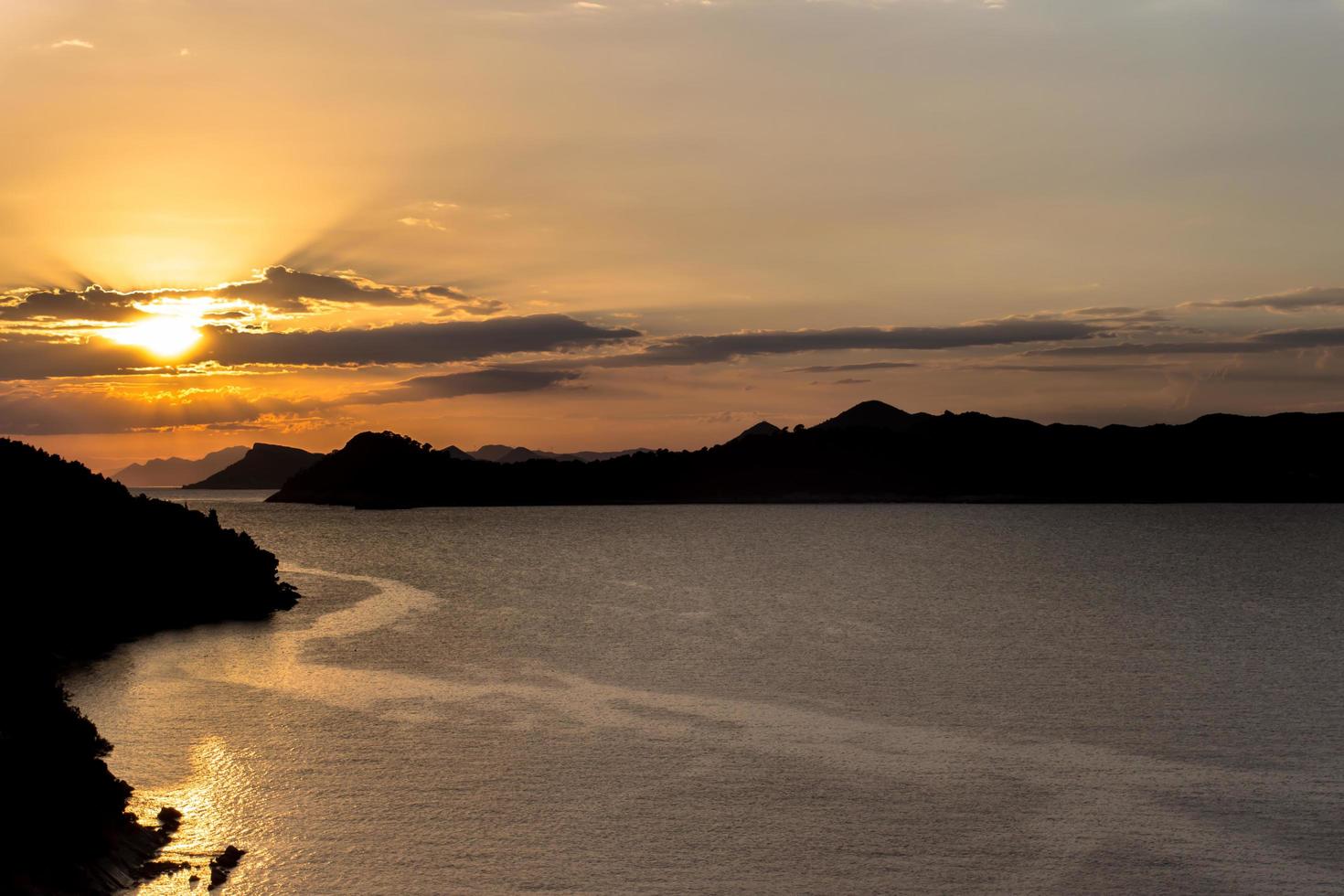 kroatien lopud solnedgång foto