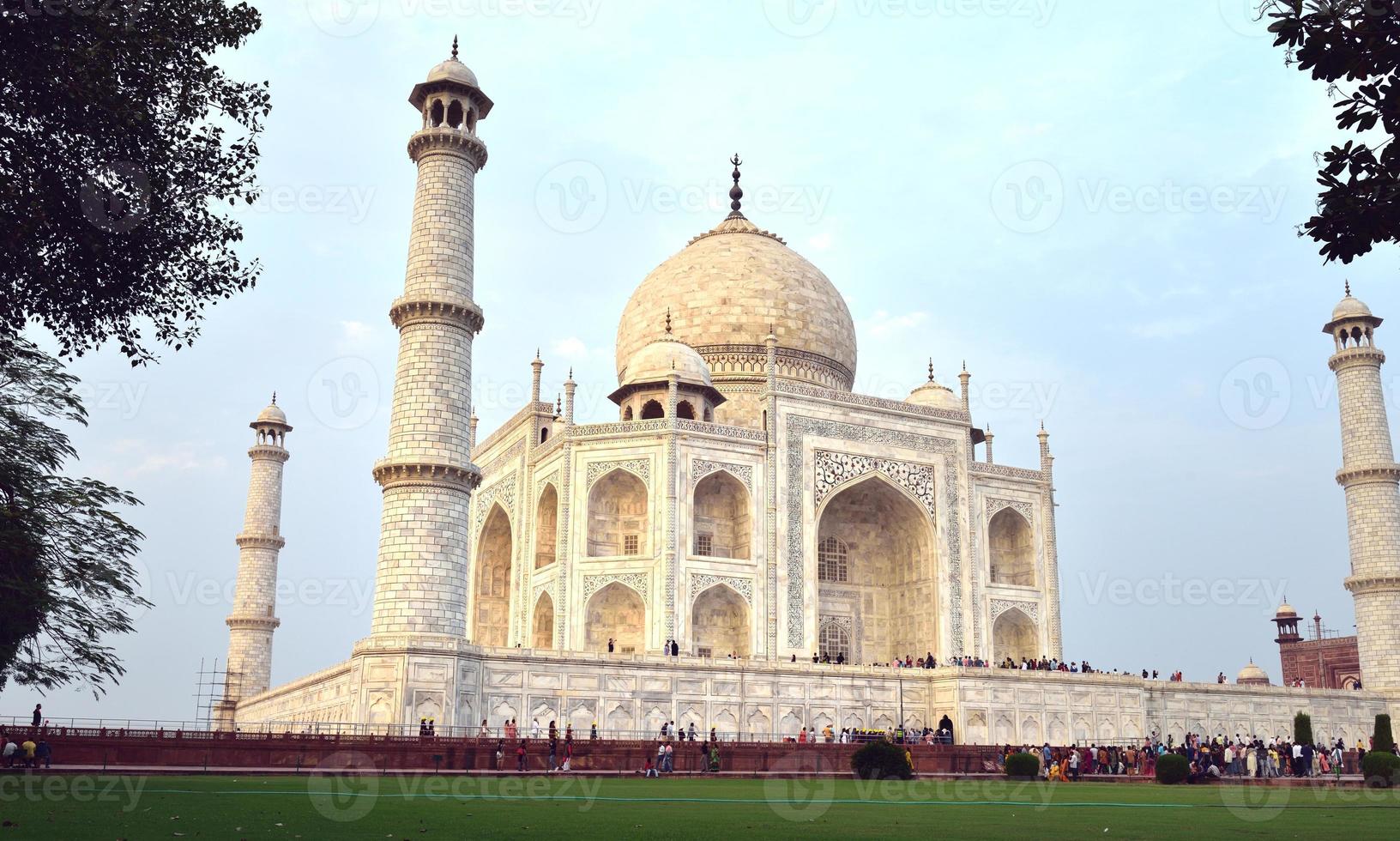 taj mahal över gräsmattan foto