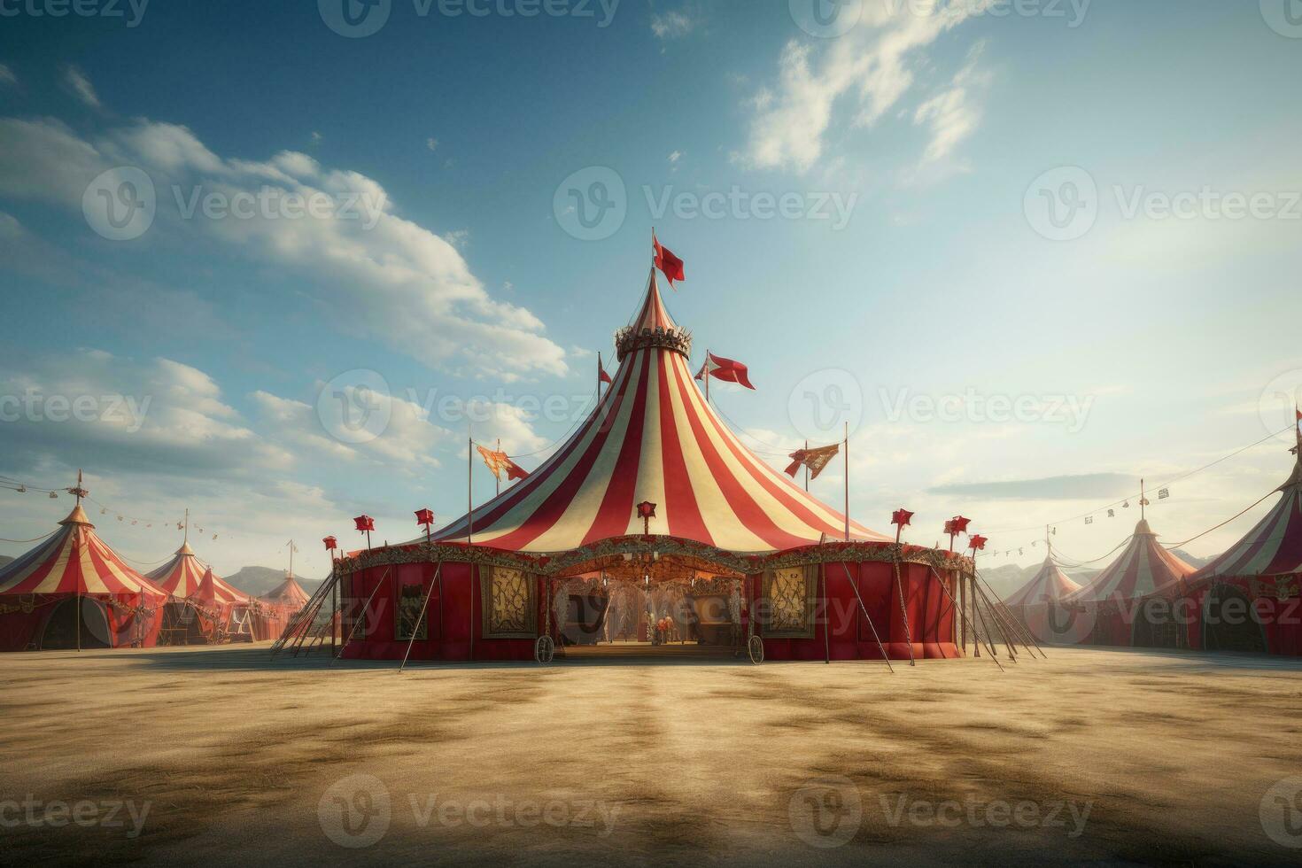 cirkus tält på sommar dag. generativ ai foto