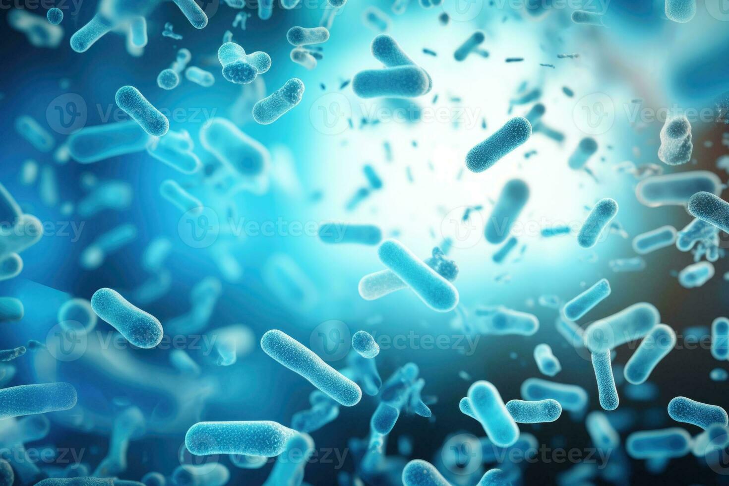 probiotika. vetenskap biologisk bakgrund. mikroskopisk bakterier. generativ ai foto