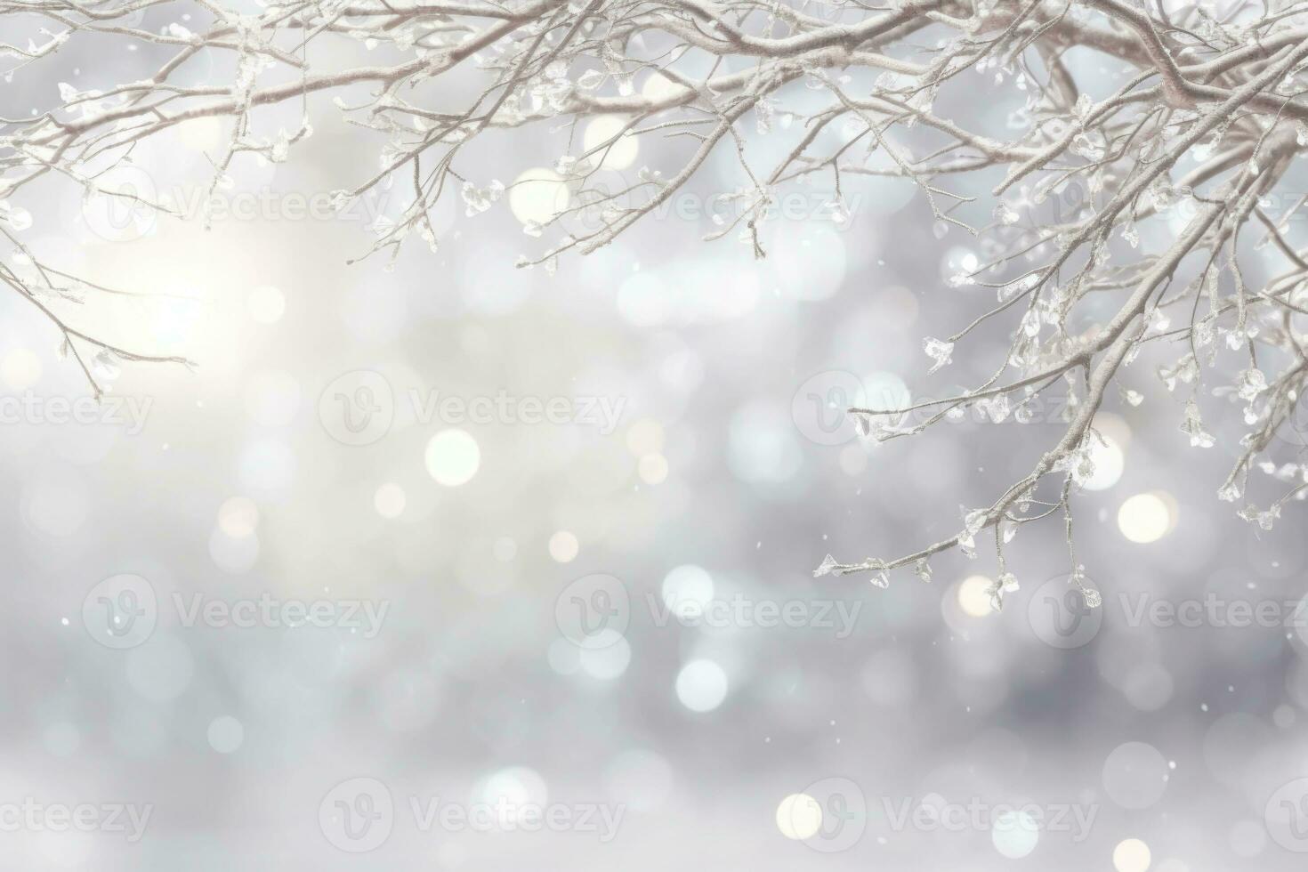glitter silver- pärlar på grenar. krans pärlar på de träd. ljus vinter- bakgrund. generativ ai foto