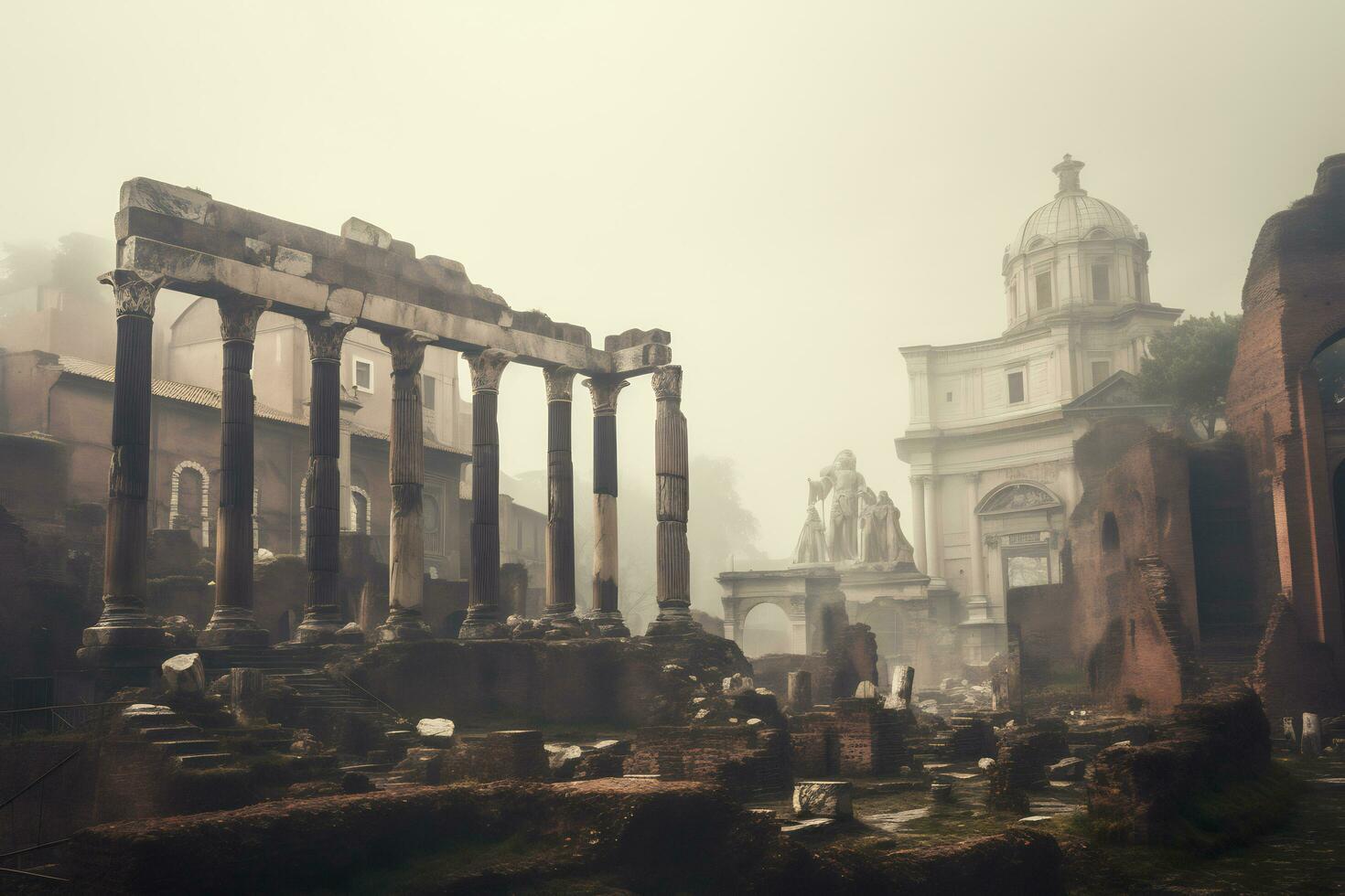 gammal roman ruiner på de roman forum generativ ai foto