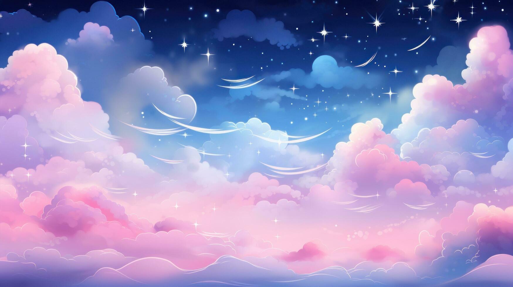 blå och rosa molnig himmel med vit stjärnor foto