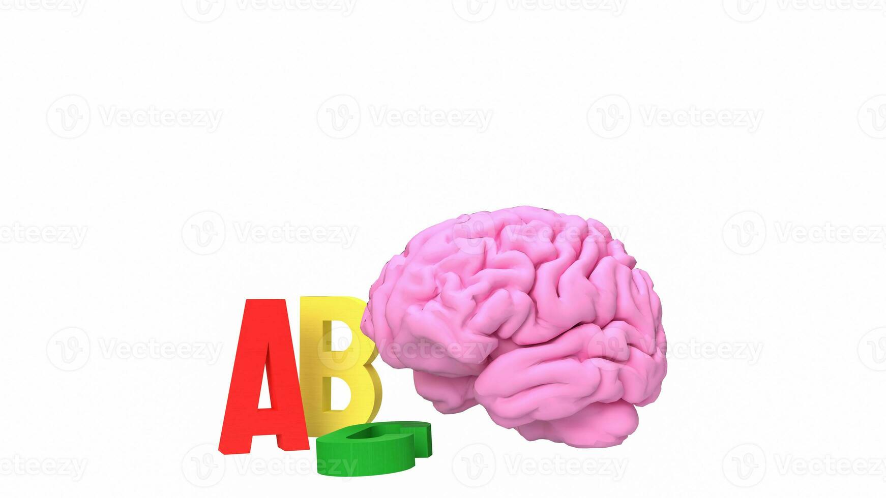 de alfabet och hjärna för utbildning eller sci begrepp 3d tolkning foto
