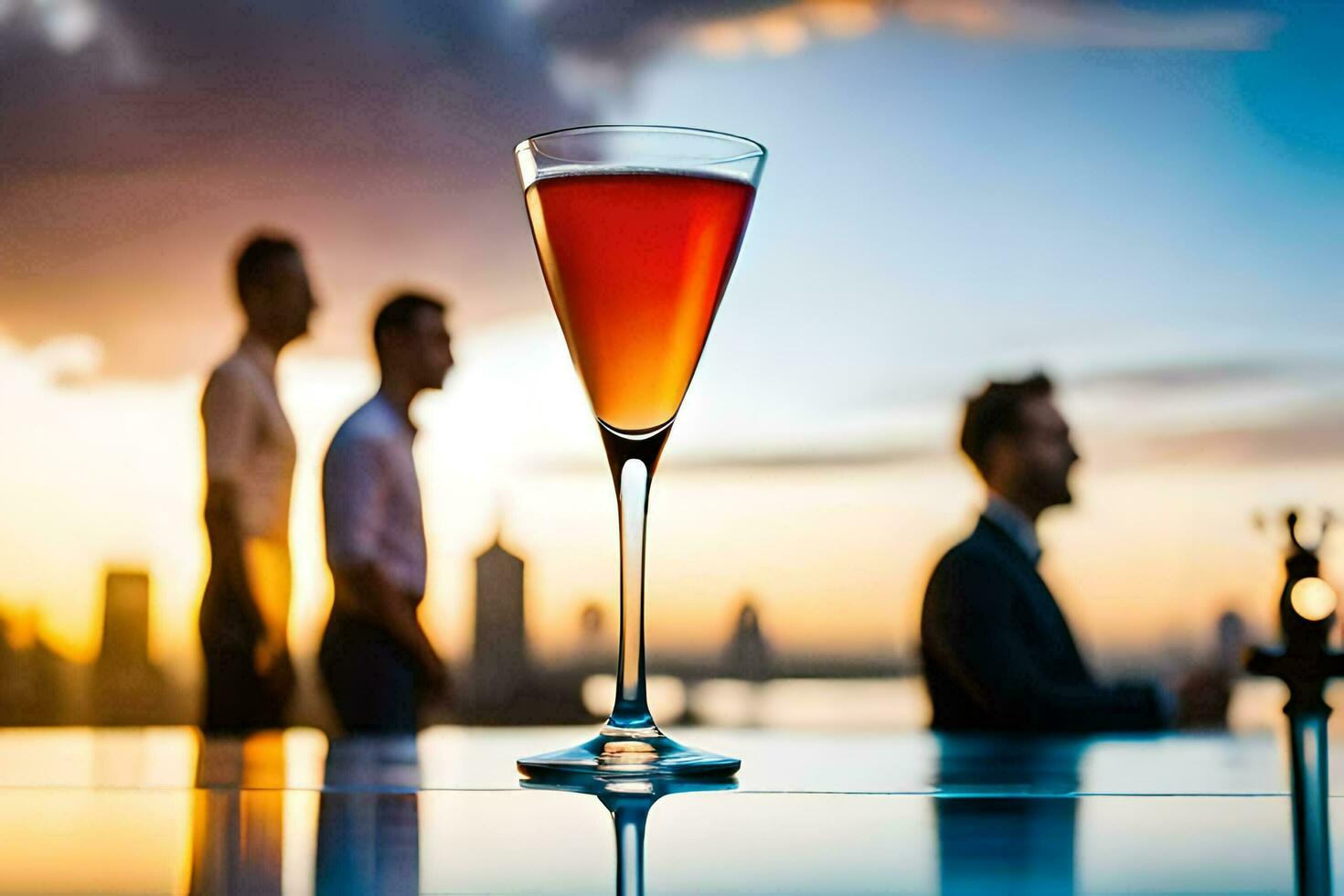 cocktail på de taket bar. ai-genererad foto