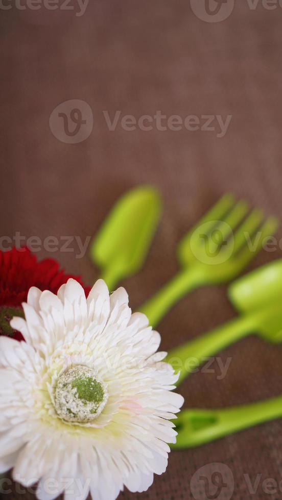 trädgårdsarbete bakgrund. trädgårdsredskap och blommor foto