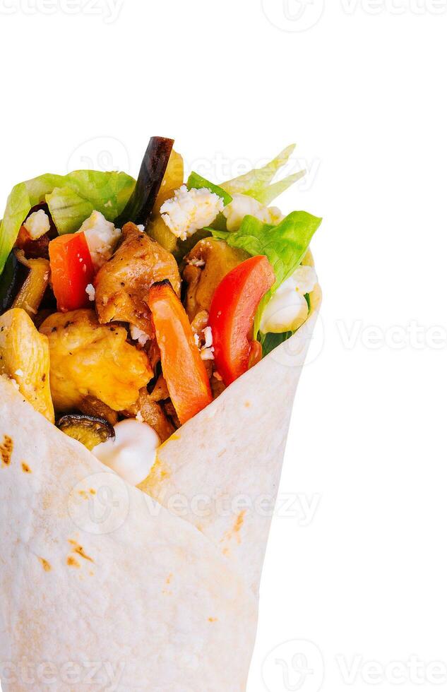 shawarma smörgås isolerat på vit bakgrund foto