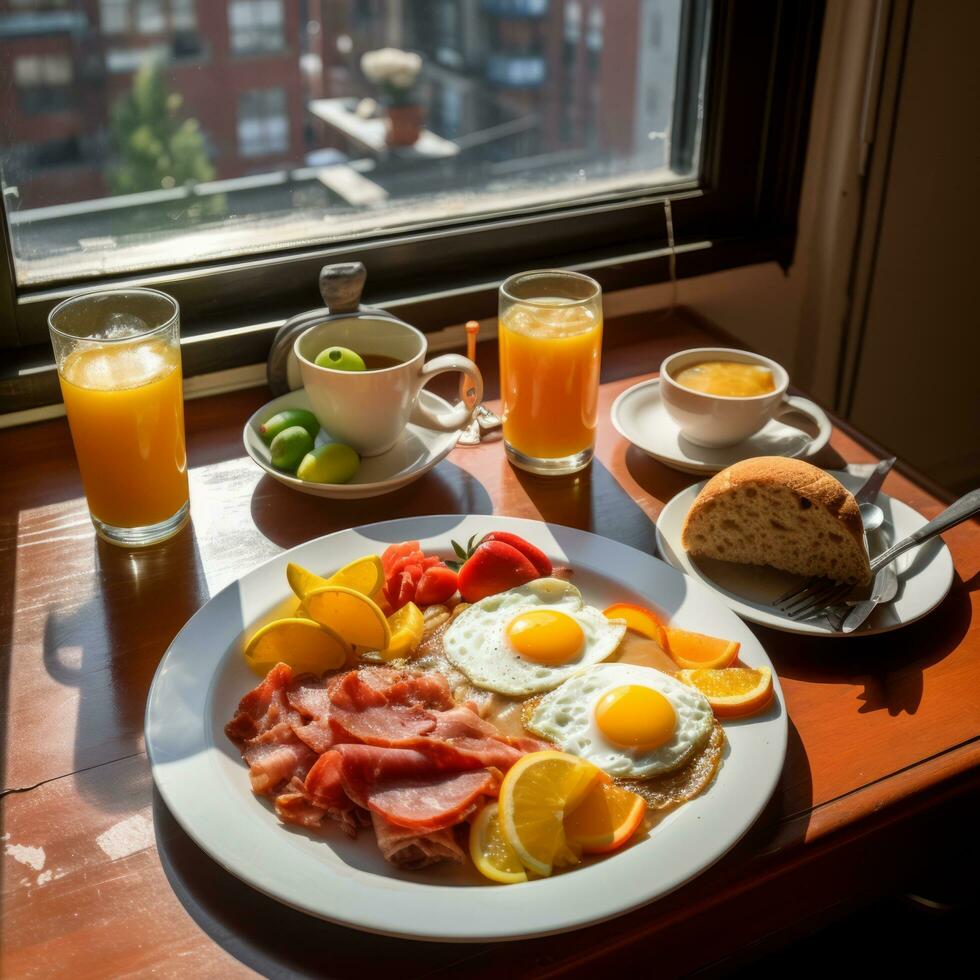 kock framställning amerikan frukost - ai genererad foto