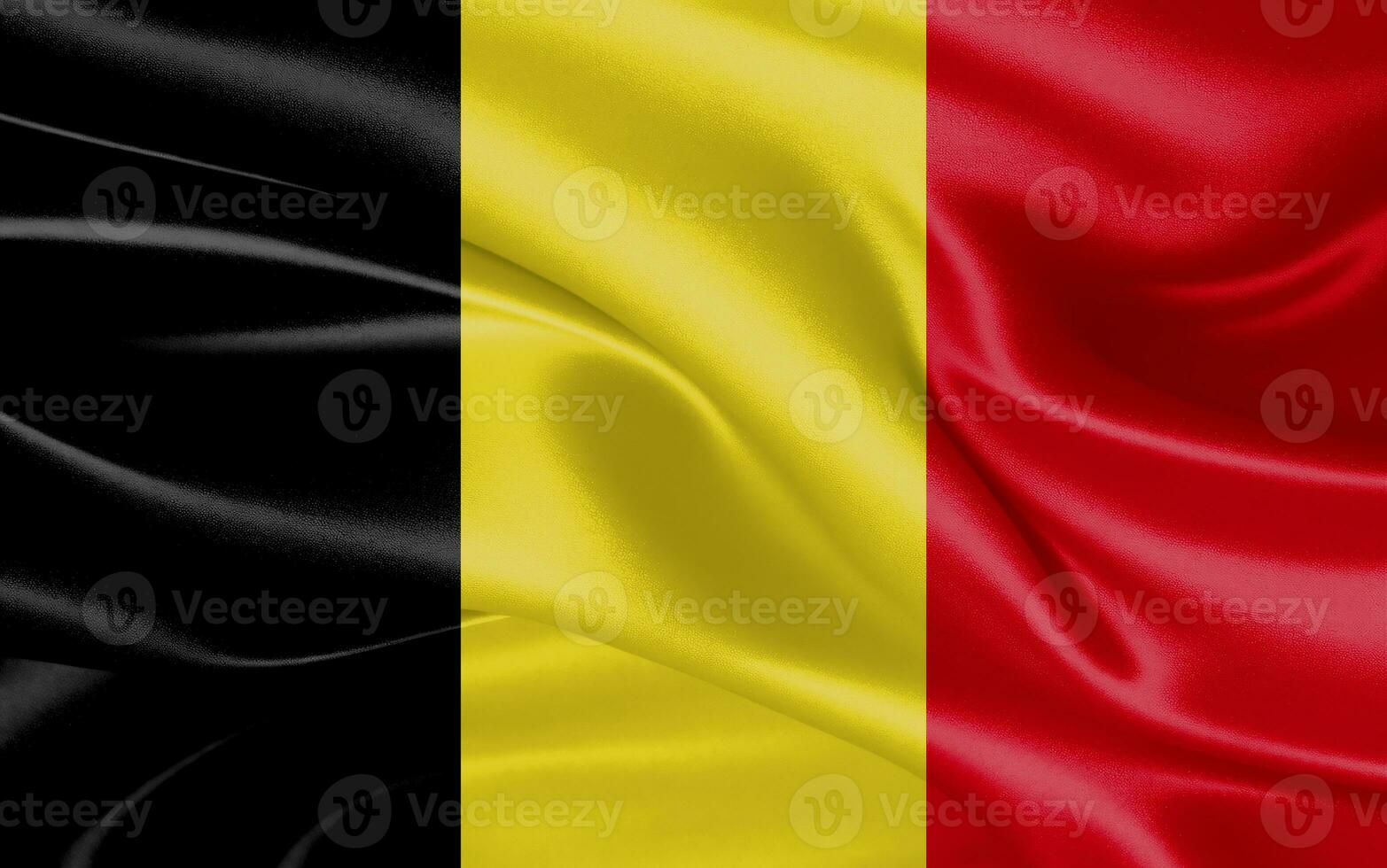 3d vinka realistisk silke nationell flagga av Belgien. Lycklig nationell dag belgien flagga bakgrund. stänga upp foto
