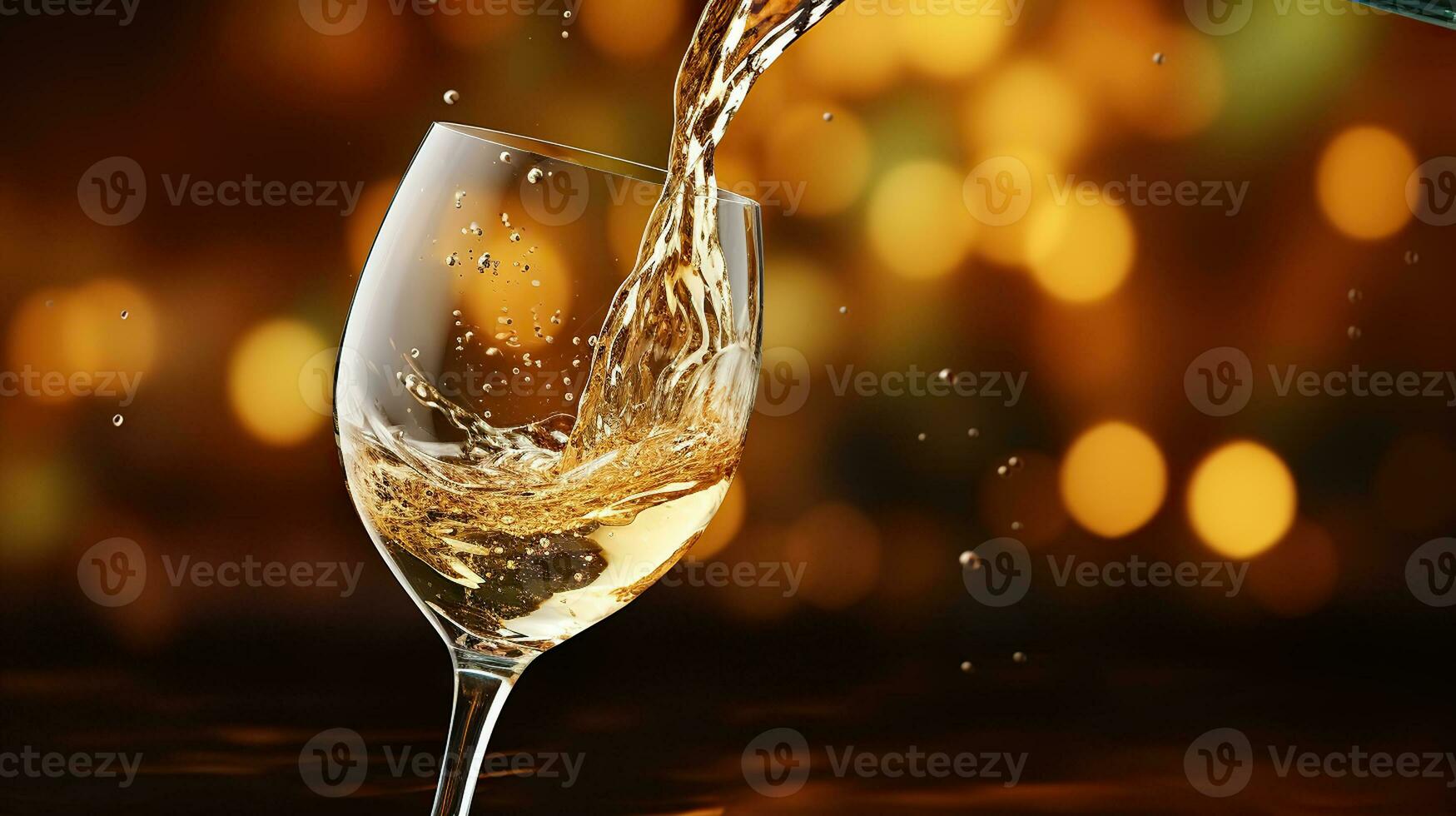 de skönhet av vit vin cascading in i en delikat vinglas. generativ ai foto