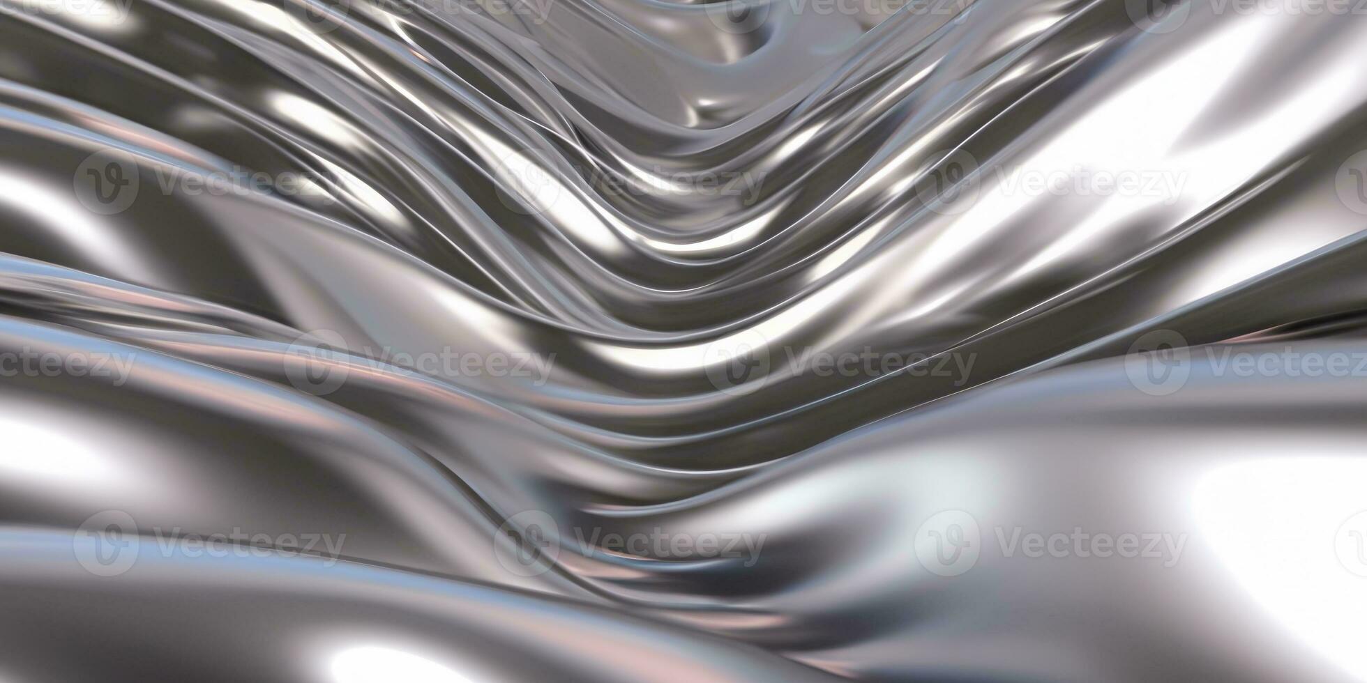 abstrakt silver- lutning bakgrund. strömma krom flytande metall vågor. ai generativ. foto