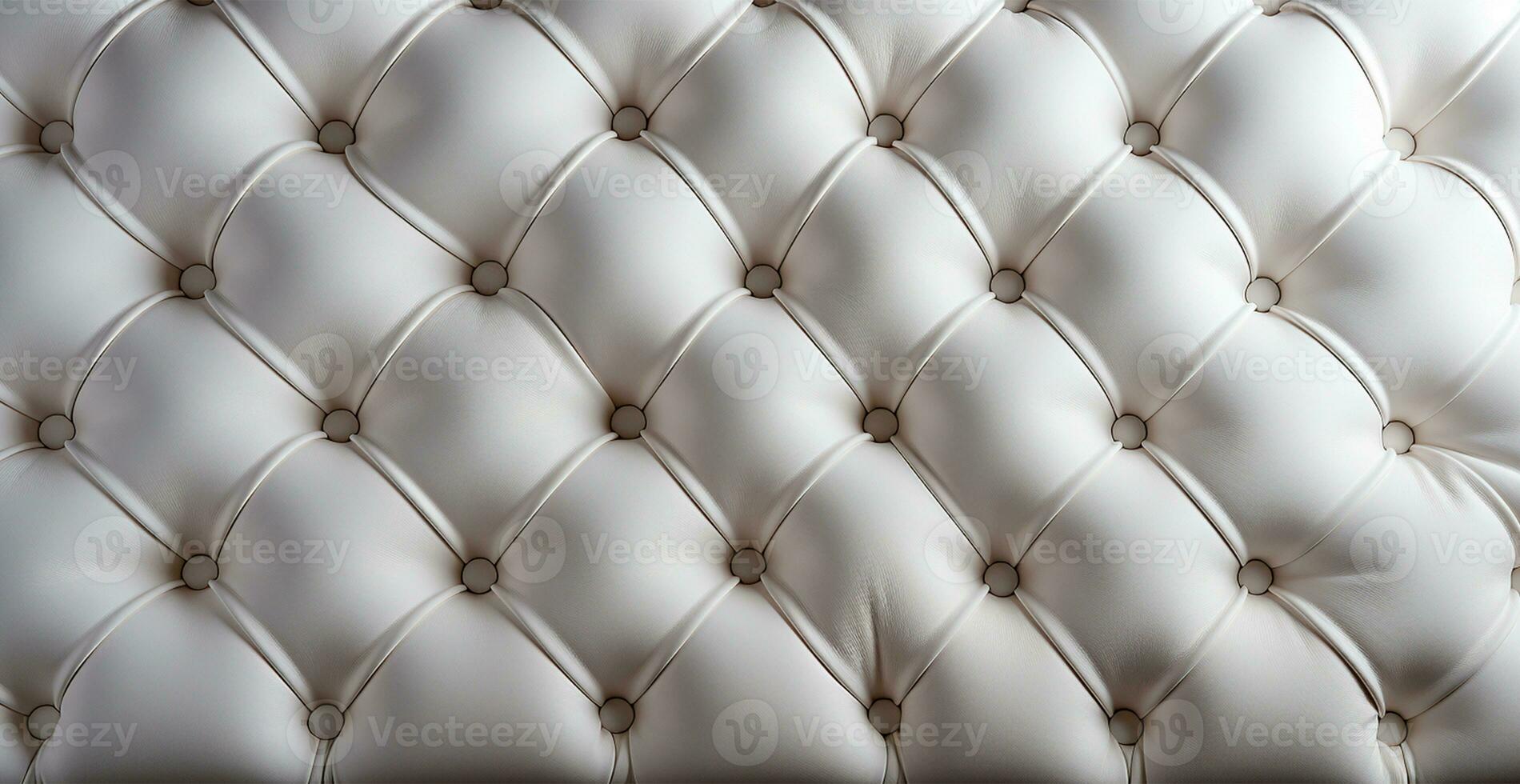 skön vit läder soffa med knappar. panorama- textur av eco läder - ai genererad bild foto