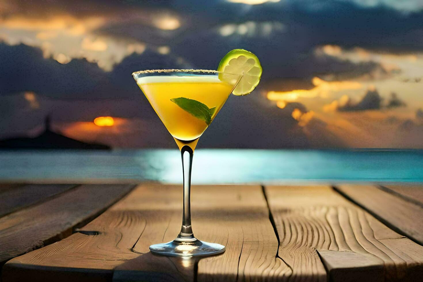 cocktail på de strand. ai-genererad foto