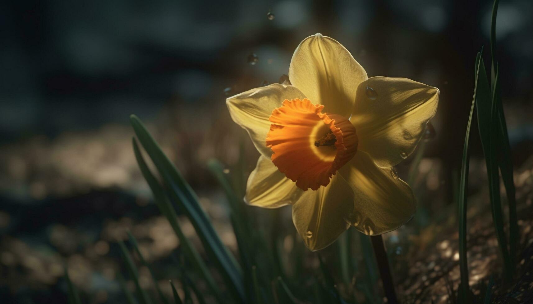de vibrerande gul daisy blommar i de äng, lockar bin genererad förbi ai foto
