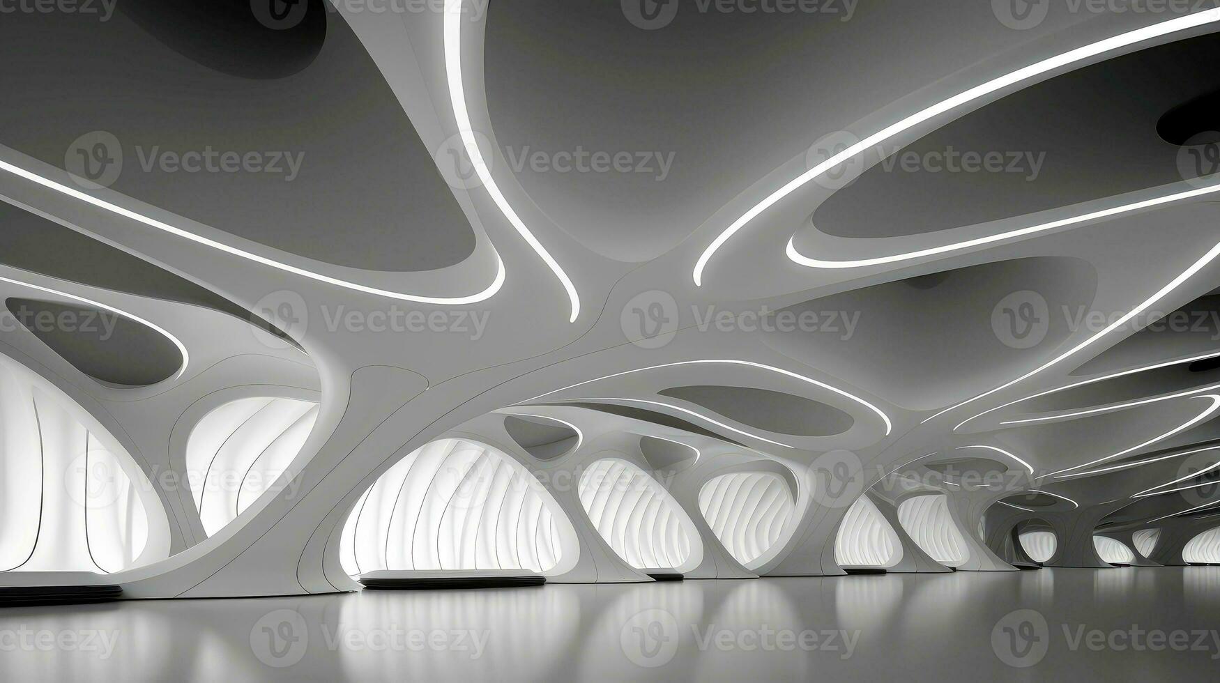 abstrakt vit arkitektur bakgrund, vit geometrisk tapet, generativ ai illustration foto