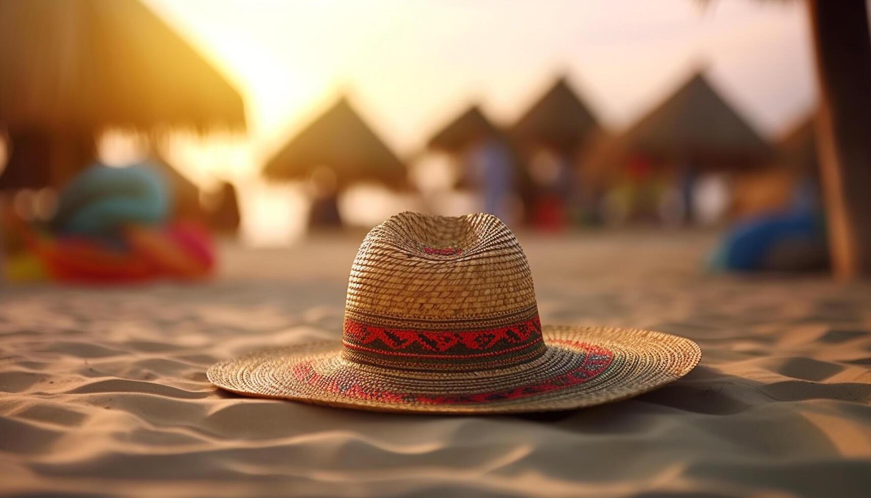 avkopplande på de sandig strand, njuter de sommar genererad förbi ai foto